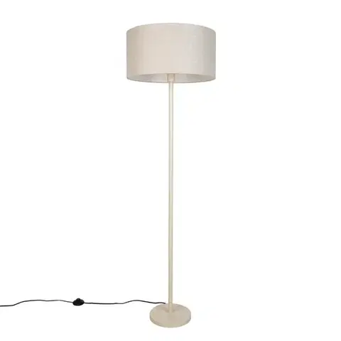 Stojace lampy Japandi stojaca lampa béžová so svetlohnedým tienidlom 50cm - Simplo