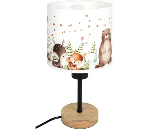Lampy BRILAGI - Stolná lampa BOBO WOOD 1xE27/25W/230V dub/čierna/biela/zvieratká BG1567+BG5587