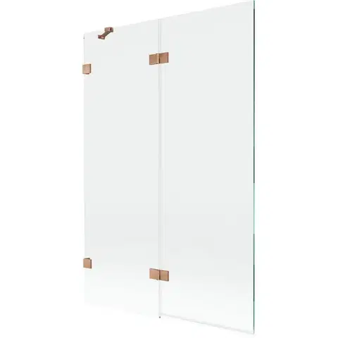 Sprchové dvere MEXEN/S - Lunar vaňová zástena 2-krídlová ľavá 120 x 150, transparent, meď kartáčovaná 897-120-100-65-00-L