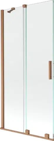 Sprchové dvere MEXEN/S - Velar Dvojkrídlová posuvná vaňová zástena 90 x 150, transparent, kartáčovaná meď 896-090-000-01-65