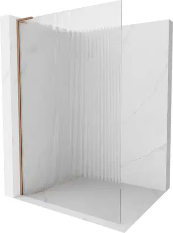 Sprchové dvere MEXEN/S - Kioto L Sprchová zástena WALK-IN 70 x 200, prúžky, meď kartáčovaná 800-070-103-65-09