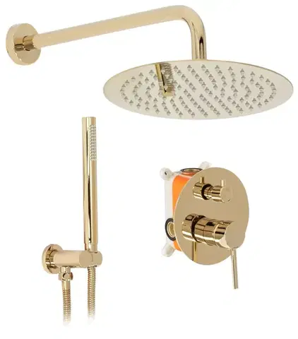 Kúpeľňové batérie REA REA - Sprchový set pod omietku Lungo zlatý + box REA-P4110