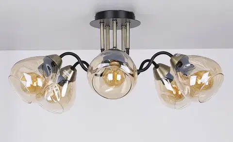 Stropná svetla Stropná lampa čierna/zlatá dymová 5xE27 Unica