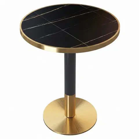 Jedálenské stoly KONDELA Oren jedálenský bistro stôl 80 cm vzor čierny mramor / čierna / zlatá