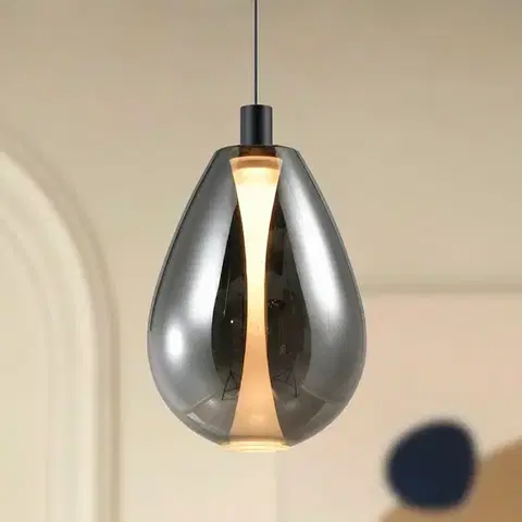 Stropná svetla Lampa wisząca Denso 30 szklana czarna nad stół klosz dymiony pojedyncza