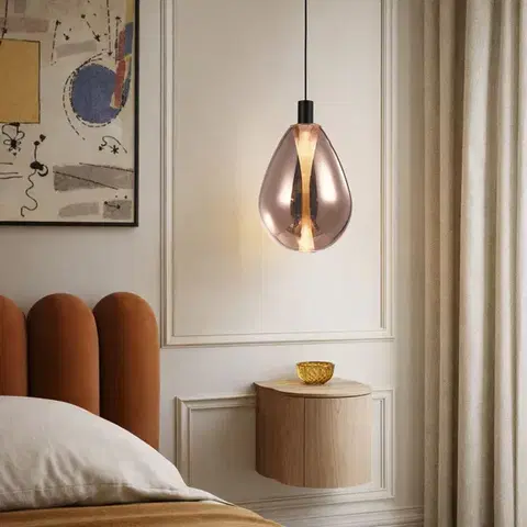 Stropná svetla Lampa wisząca Denso 20 szklana czarna z kloszem miedzianym nad stół