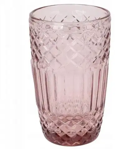 Poháre Kinekus Pohár na vodu  sklenený brúsený, 380ml, ružový
