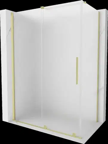 Sprchovacie kúty MEXEN/S - Velár sprchovací kút, posuvné dvere 160 x 100, dekor, zlato kartáčovaná 871-160-100-31-55