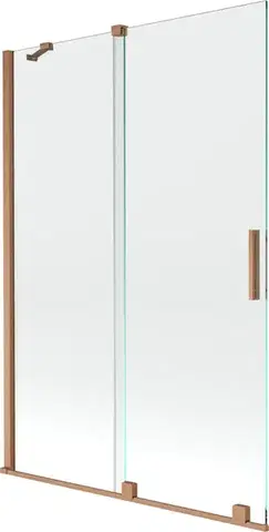 Sprchové dvere MEXEN/S - Velar Dvojkrídlová posuvná vaňová zástena 120 x 150, transparent, kartáčovaná meď 896-120-000-01-65