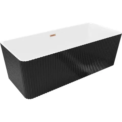 Vane MEXEN/S - Nila voľne stojaca vaňa reliéf 170 x 75, biela/čierna, sifón a prepad meď kartáčovaná 52841708075-65
