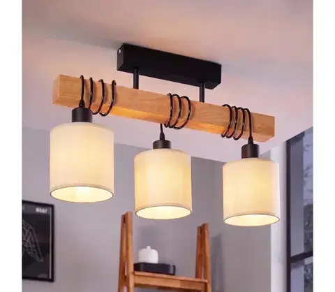 Svietidlá BRILAGI - Prisadený luster NUBILA 3xE27/60W/230V borovica/krémová 1xEG44074+3xBG1585