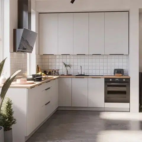 Modulový kuchynský nábytok Kuchynská linka Aria WH/WH 260x230 cm bez kuchynskej dosky