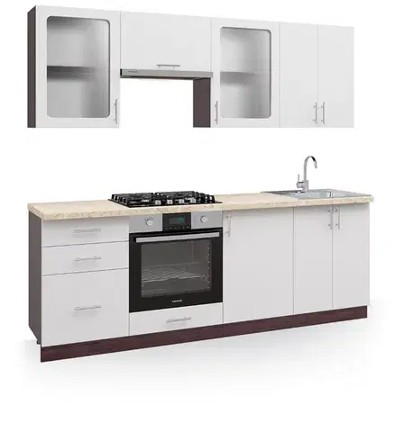 Kuchynské linky FIJONA B kuchynská linka 220, biela mat/wenge