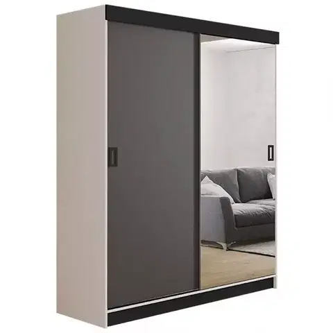 Spálňové šatníkové skrine Skriňa Retro 138 1L Biely / Dvierka grafit