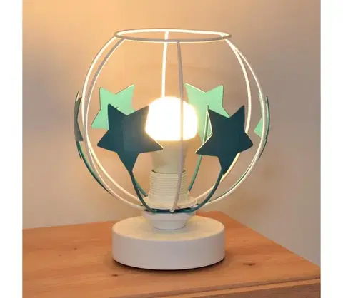 Lampy  Detská stolná lampa STARS 1xE27/15W/230V tyrkysová/biela B-1385/1 WT+TRQ