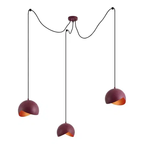 Závesné svietidlá Dizajnová červená závesná lampa s opálovým sklom 3-svetelná - Tulip