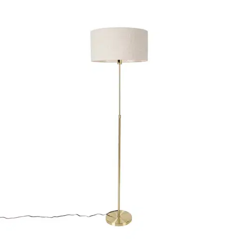 Stojace lampy Stojaca lampa nastaviteľná zlatá so svetlosivým tienidlom 50 cm - Parte