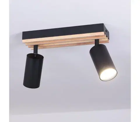 Svietidlá BRILAGI - Bodové svietidlo SELE WOOD ACOUSTIC 2xGU10/30W/230V čierna/drevo WO-OEM-25CF-B02-BK