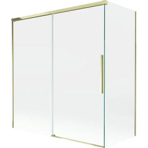 Sprchové dvere MEXEN/S - Rox vaňová zástena 2-krídlová posuvná 150 + 70 x 150, transparent, zlatá 8C9-150-070-50-00