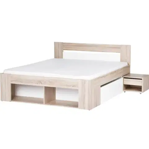 Dvojlôžkové postele Posteľ 160 Nočný stolík 2 ks 2SMilo 09 Dub Sonoma 3D/B