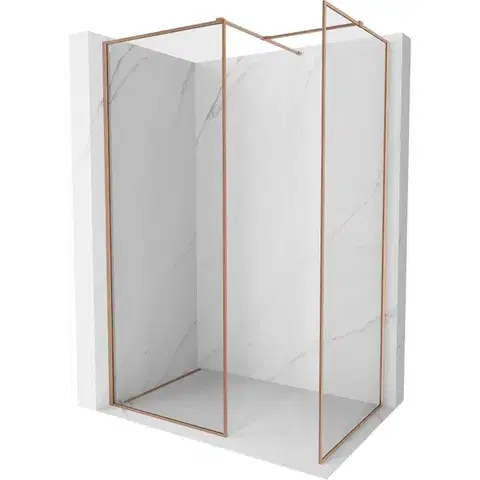Sprchové dvere MEXEN/S - Kyoto-F Sprchová zástena WALK-IN s rámom 140 x 115, transparent 8 mm, meď kartáčovaná 800-140-202-04-65-115