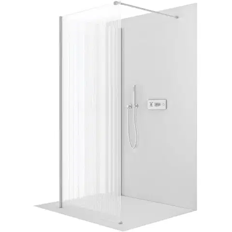 Sprchovacie kúty CERANO - Sprchová zástěna Walk-in Onyx Corner Cube L/P - 8 mm - hranatá vzpěra - chrom, rýhované sklo - 80x60x200  CER-8050BD714040