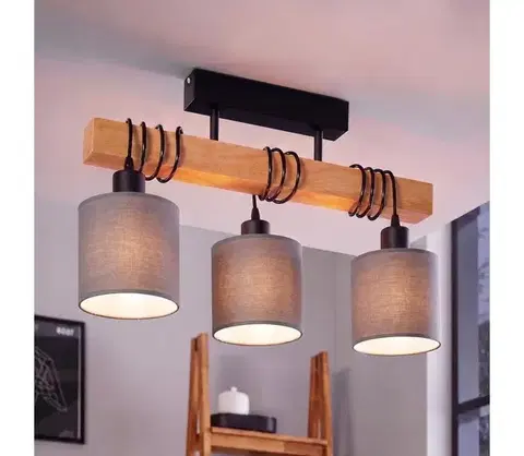 Svietidlá BRILAGI - Prisadený luster NUBILA 3xE27/60W/230V borovica/svetlosivá 1xEG44074+3xBG2454