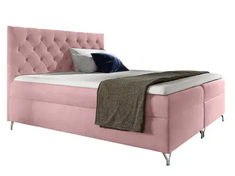 Postele KONDELA Guliette 160 boxspringová manželská posteľ ružová (Velvet)