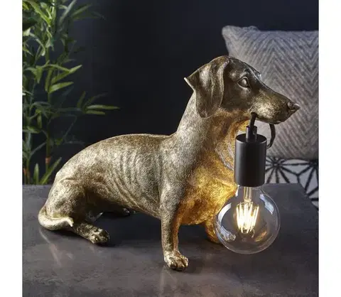 Lampy Endon 101187 - Stolná lampa DACHSHUND 1xE27/10W/230V zlatá 101187