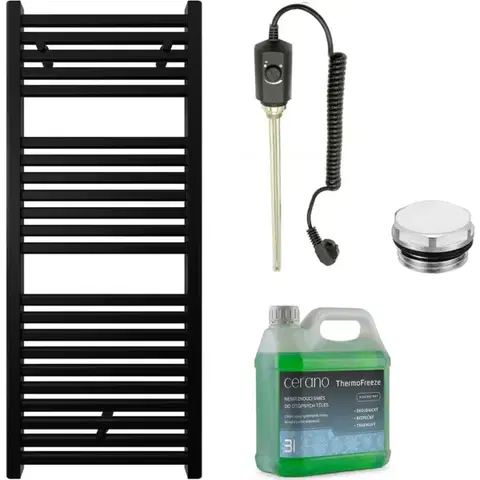 Doplnky do kúpeľne CERANO - Kúpeľňový elektrický radiátorový set Donovan - 300W - čierna matná - 1200x500 mm CER-978832