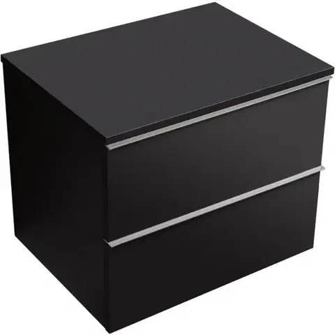 Kúpeľňový nábytok CERANO - Kúpeľňová skrinka Velora - čierna matná, úchytka chrómová + doska pod umývadlo Navira Slim - 18 mm - 60x54,8x46,5 CER-664777