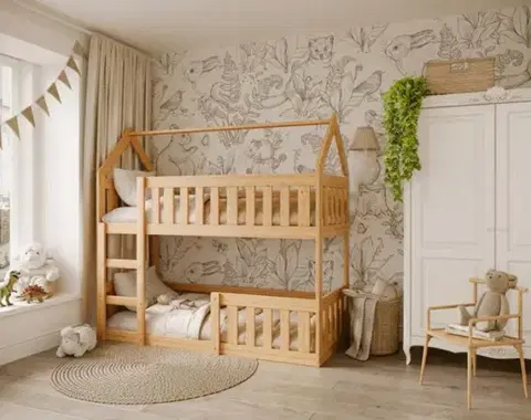 Postele ArtAJ Detská poschodová posteľ TINNY mini | borovica 80 x 190 cm