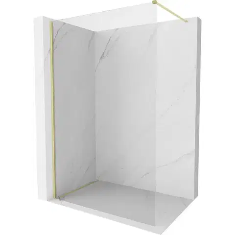 Sprchové dvere MEXEN/S - Kyoto-X Sprchová zástena WALK-IN 50 x 200, transparent 10 mm, zlato kefovaná 800-050-101-55-00-X