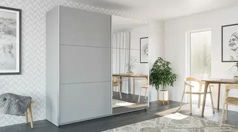 Šatníkové skrine GOGO 225 šatníková skriňa so zrkadlom, biela