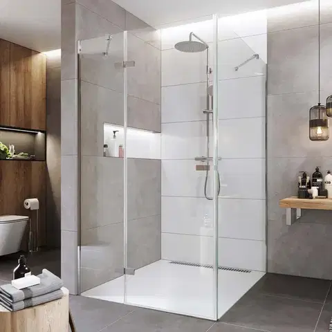 Sprchovacie kúty Mereo Sprchovací kút, Novea, obdĺžnik, pántový, 80x90 cm, chróm ALU, sklo Číre, dvere ľavé a pevný diel CK10115ZL