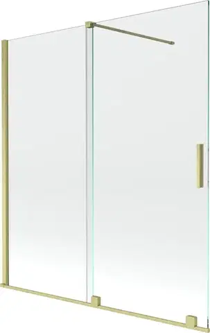 Sprchové dvere MEXEN/S - Velar Dvojkrídlová posuvná vaňová zástena 150 x 150, transparent, zlatá kartáčovaná 896-150-000-01-55