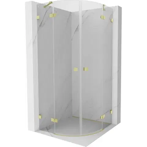 Sprchovacie kúty MEXEN/S - Lunar sprchovací kút štvrťkruh krídlový 100 x 100, transparent, zlato kartáčovaná 833-100L-100P-55-00
