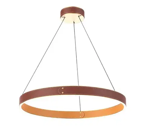 Svietidlá  142027 - LED Luster na lanku LEATHER LED/47,8W/230V hnedá/oranžová 142027