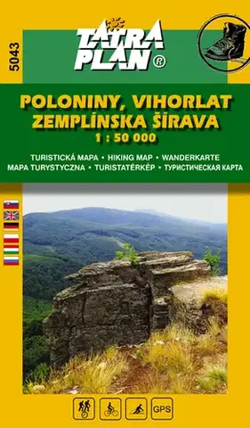 Turistika, skaly TM 5043 Poloniny, Vihorlat, Zemplínska šírava 1: 50 000