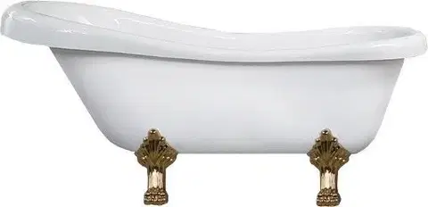 Vane MEXEN/S - Retro voľne stojaca vaňa 150x73 cm biela, nohy zlato , zátka sifónu chrom 53251507300-50