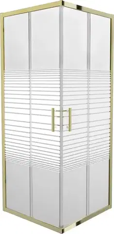 Sprchovacie kúty MEXEN - Rio sprchovací kút štvorec 80 x 80, pruhy, zlatá 860-080-080-50-20
