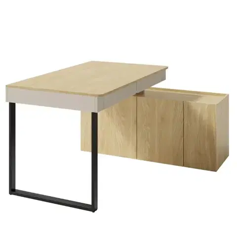 Kancelárske stoly Písací Stôl Luca LC10+Komoda 3D béžová/dub