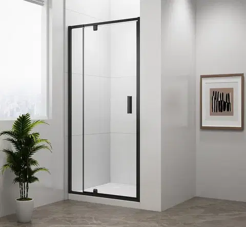 Sprchovacie kúty POLYSAN - EASY BLACK otočné sprchové dvere 880-1020, číre sklo EL1715B