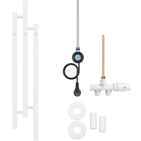 Doplnky do kúpeľne CERANO - Koupelnový radiátorový set Fabiano - kombinované vytápění, wifi tyč - boční jednobodové připojení - 300W - bílá lesklá - 1200x220 mm CER-926006
