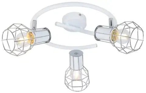 Stropná svetla Špirálová stropná lampa s bielym drôteným tienidlom 3x40W Sancho