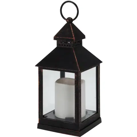 Vianočné dekorácie Lampáš s LED sviečkou hnedá, 23 cm