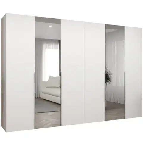 Šatníkové skrine Skriňa Alicante II 300 biela/strieborný