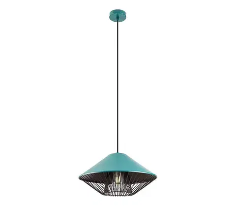 Svietidlá Redo 01-3006 - Závesný luster na lanku GRILL 1xE27/42W/230V priemer 39,6 cm čierna/tyrkysová 01-3006