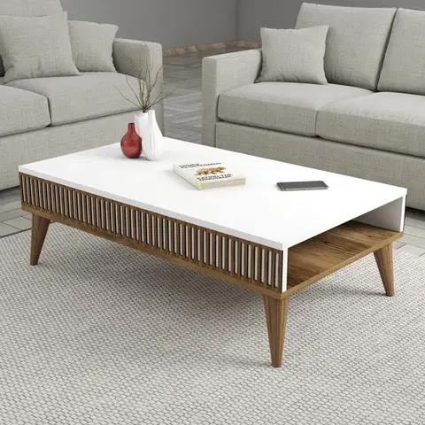 Konferenčné stolíky Konferenčný stolík Milan - Walnut, White