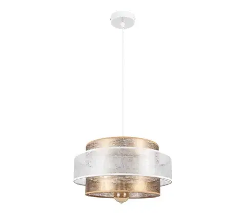 Svietidlá  Luster na lanku GABI 1xE27/60W/230V zlatá/biela pr. 40 cm 0836
